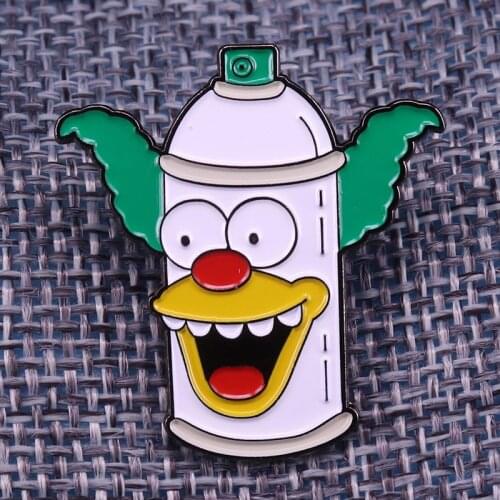 Homer enamel Pin Krusty the clown badge funny Ameican cartoon sitcome Accessory