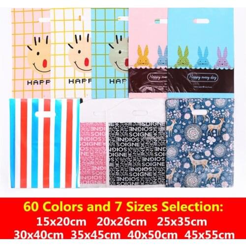 10pcs 20x26cm 25x35cm 30x40cm Plastic Gift Bags With Handles Shopping Jewelry Packaging Bags Baby Shower Birthday Party Supplies