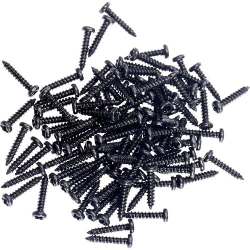 100Pcs M2x10mm Phillips Head Micro Laptop Screws Pan Head Self-tapping Electronic Small Wood Machine Screws Black
