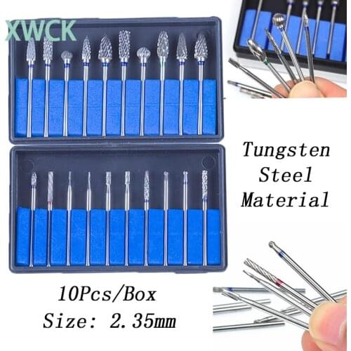 2Box/20pcs Dental Tungsten Steel Burs Drills Nitrate 2.35mm Dental Lab Titanium Nitrate Carbide Burs Dentistry 2.35 Polisher