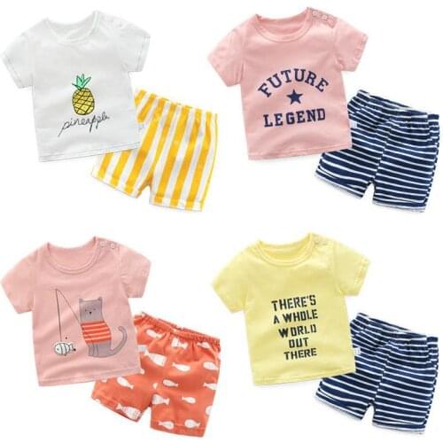 2021 New Childrens Clothing Unisex Girls Short Sleeve Shorts Suits Summer Fashion Cute Thin Cotton Sets For Boys Kids Clothes
