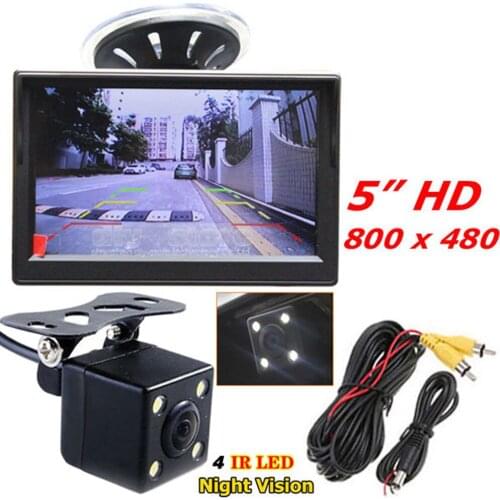 5 Inch TFT LCD Rear View Monitor Reversing Parking System + 4 IR LEDs Night Vision Waterproof Reversing Backup Camera