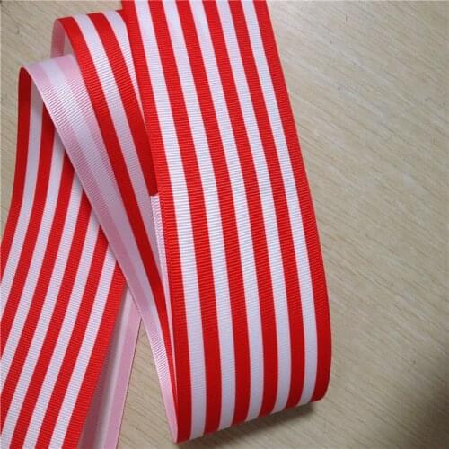 9 16 22 25 38 50 75 mm width Red Stripe Printed Grosgrain Ribbon or Satin Ribbon AM12