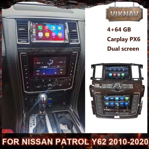 2 din Android Car Radio For Nissan Patrol Y62 2010-2020 stereo multimedia player Newest Dual screen autoradio Tape Recorder