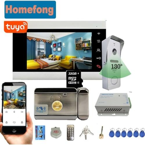 Homefong 7 Inch Tuyasmart Wifi Wireless Video Intercom System IP Door Phone 1080P Camera Remote Unlock Talk Monitoring
