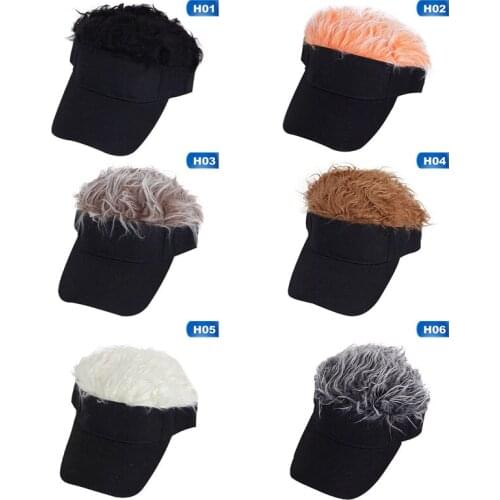 Unisex Baseball Cap With Spiked Hairs Wig Baseball Hat With Spiked Wigs Sport Casual Concise Sunshade Adjustable Sun Visor