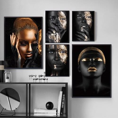 Black Gold Woman diamond painting Wall Art Picture diamond mosaic full square round drill diamond embroidery lady fantasy gift