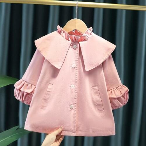 Spring Autumn Baby Girls Princess Coat Trench Children Kids Fashion Long Latern Sleeve Jackets Outwear Cardigan Casacos S12151