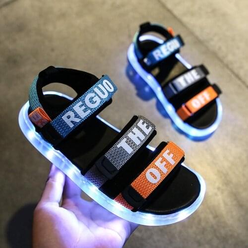 UncleJerry Child Sandals USB Charging Lighting Shoes Children Glowing Sandal for Boys and Girls Summer Shoes