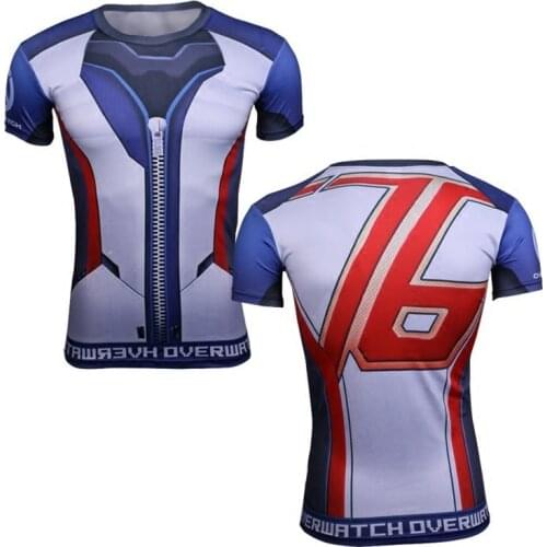 OW Game Fashion Soldier76 Men T-shirt 3D Print Reinhardt Short Sleeve Graphic Tees Shirts Sport Fitness Tights Cosplay Clothing