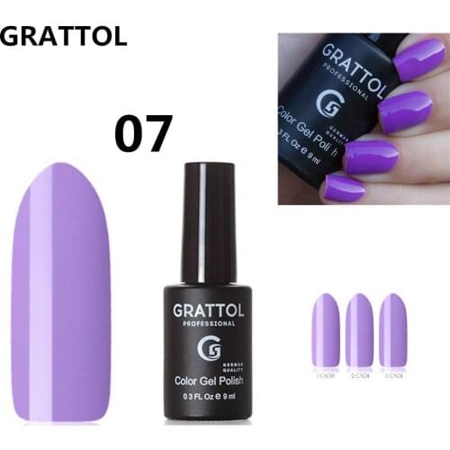GRATTOL Professional 9ml 07 UV Gel Nail Polish Soak Off Varnish Semi Permanent Top Base Coat Nail Art For Manicure Gel