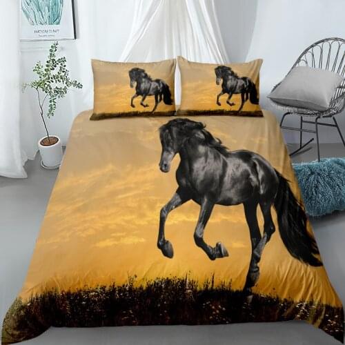 Customized 3d running horse duvet cover set single twin double queen king super king size bed linen set