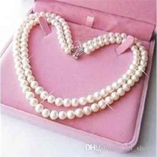 Exquisite 2 Rows 6-7mm White Pearl Necklace17-18">>> free shipping