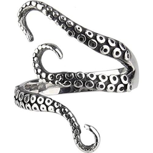 New Fashion Adjustable Eight Punk Octopus Catch Ring For Men Domineering Personality Jewelry Opening Rings