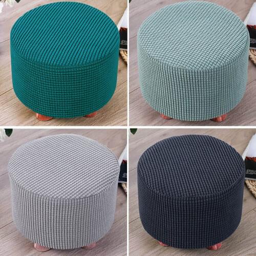 Round Stretch Footrest Covers Elastic Ottoman Cover Spandex Footrest Stool Slipcover Ottoman Footstool Protector For Furniture