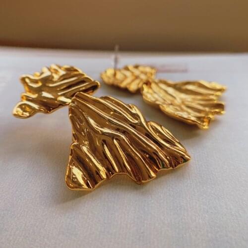 Exaggerate style thick real gold plated earrings drop shiny fashion jewelry for girl