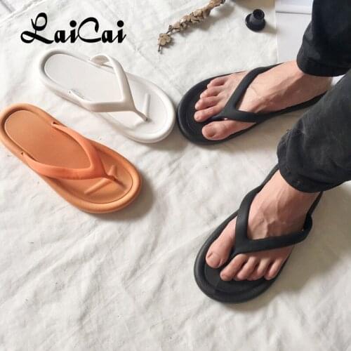 Summer Comfortable Mens Slippers Outdoor Solid Color Outdoo Leisure Non-Slip Fashion Herringbone Flip-Flops Open toe Flat