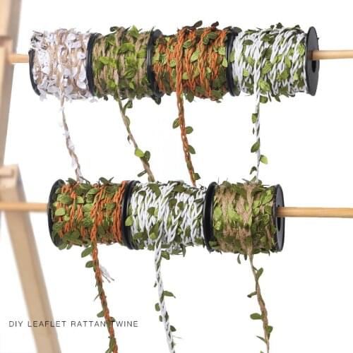 Leaf Rattan Twine Simulation Decoration With Leaves Green Leaves Wrapped Vase Bottle Diy Material Creative Floral Handmade