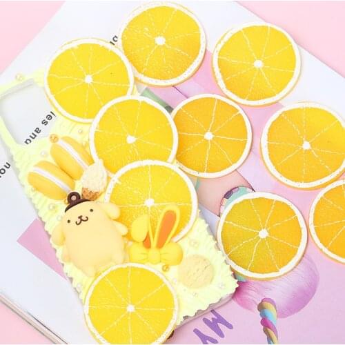 10PCS Mini Artificial Fruit Simulation Lemon Slices Resin Fake Artificial Cabochon Fruit Model Party Phone Hair Wedding Decorati