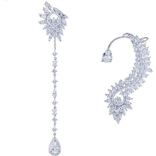 Fashion Silver Color Rhinestone Crystal Long Tassel Earring for Women Bridal Drop Dangling Earrings Brincos Wedding Jewelry