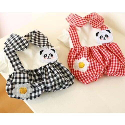 Fashion lattice Pet Dog Jumpsuit Puppy Cat Dog Costume Small Dogs Shih Tzu Yorkshire Terrier coat XS-XL