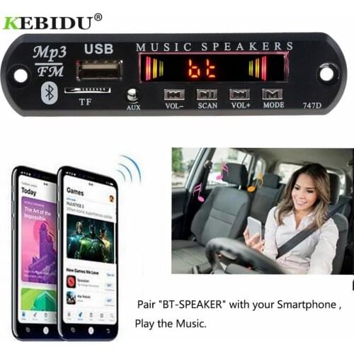 Kebidu MP3 Player Decoder Board Bluetooth Receiver FM Radio TF USB 3.5 mm AUX Module Car kit Audio for IPhone 8 XS Xiaomi MI