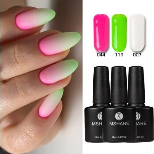 MSHARE Ombre Nails Milky Gradient Baby Boomer Gel Nail Polish Design White Pink Green Soak Off 3pcs Set Kit Nail Art