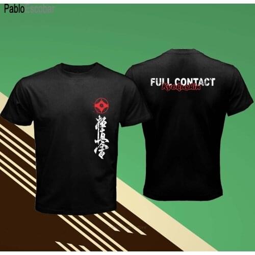 Newest MenS Funny Summer Clothing Full Contact Kyokushin Japanese Karate Fight Martial Art Logo Custom T Shirt Printing