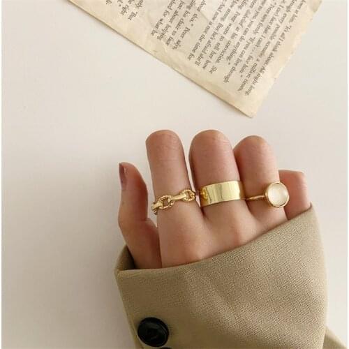 52797 new joint ring set creative simple personality chain ring 3-piece set