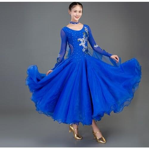 New Modern Dance Dress Long Sleeves Big Swing Women Ballroom Dance Competition Dresses Waltz Dancing Costumes