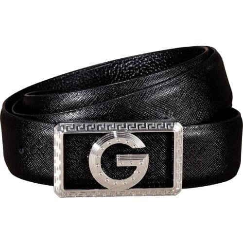 New Fashion Mens Belt Smooth Buckle Belts Designer Metal Black 100% Causal Cowskin Leather for Man Belt Adult 130cm BK-0006