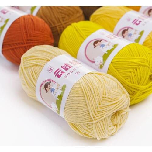 Wholesale 49 Colors Soft Warm Cotton Silk Yarn Knitting Ball Yarn Crochet Needlework Hand Knitting Accessory Baby Cotton 40G/Lot