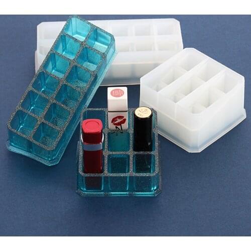 12 Grid Silicone Makeup Organizer Storage Box Lipstick Nail Drill Polish Organizer Cosmetic Jewelry Box Holder