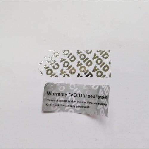100pcs 40x15mm VOID sticker, silver warranty electronics packaging seal label
