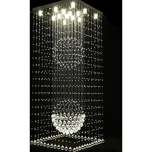 Luxury hotel lobby crystal lamp double staircase chandelier LED hanging line lamps K9 Crystal Chandelier GU10 LED Light