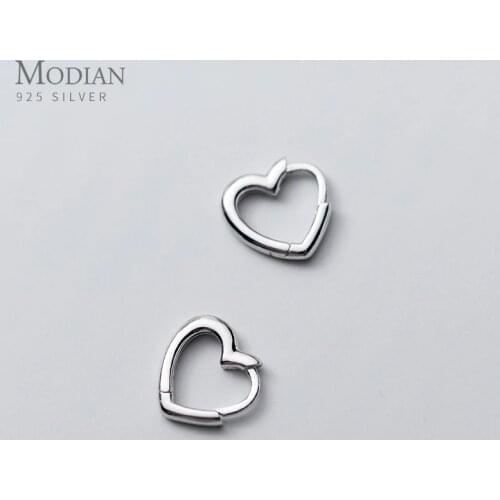 Modian Exquisite Simple Hearts Romantic Charm Hoop Earrings For Women Real 100% 925 Sterling Silver Female Accessories Jewelry