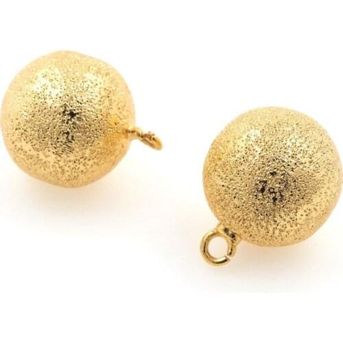 Sphere Gold Pendant Simple And Stylish Gold Necklace DIY Necklace Bracelet Making Pendant 18x14mm