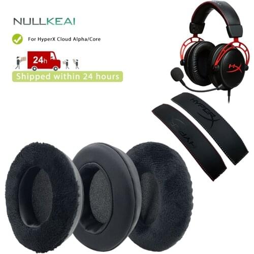 NULLKEAI Replacement Thicken Leather Velvet Earpads For HyperX Cloud Alpha,Cloud Core Headphones High Quality Earmuff Headband