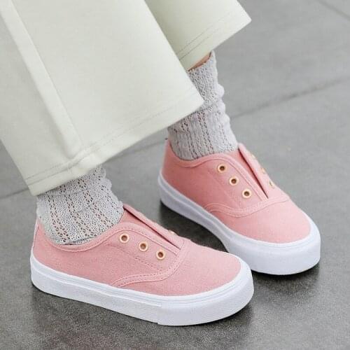 Kids Shoes For Girls Canvas Shoes Boy Loafers Girl Sneaker Sport School Classic White Solid Fashion Children Shoes Spring Autumn