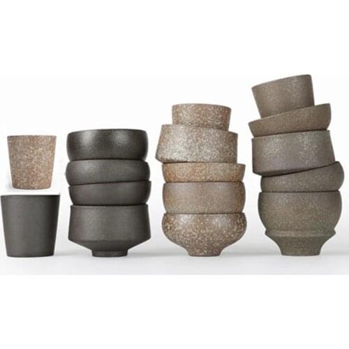 Vintage Straight Cup Drinkware Ceramic Coffee Mug Coarse Pottery Breakfast Retro Simple Tea Cups Decor Crafts