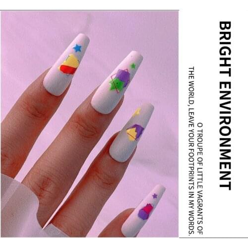 High Quality Fluorescent Color Five-Pointed Star Bow Pattern Nail Stickers Adhesive Nail Art Decorations Nails Polish Wraps