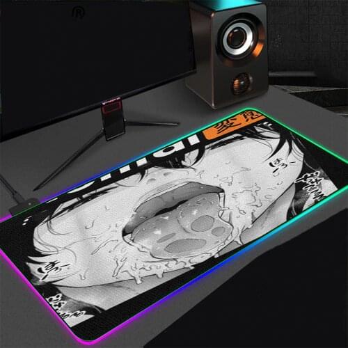 Japan Novelty Manga Ahegao Anime Sexy Girl Rgb Mousepad XXL PC Laptop Desktop Led Mat Backlit Keyboard Computer Pad Gaming Desk