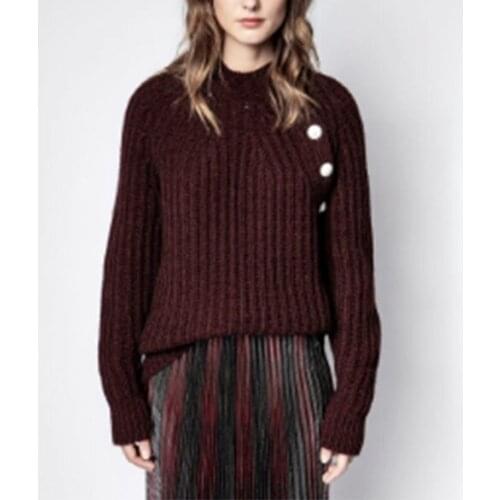 Women Sweater 2020 Autumn and Winter Womens New Round Neck Solid Color Long-sleeved Warm Cashmere Sweater