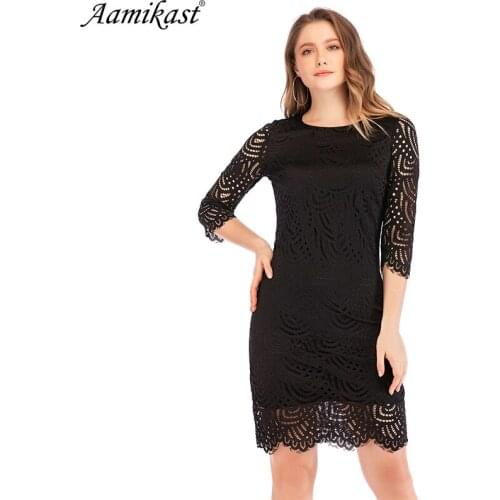 Aamikas Spring Summer Womens Elegant Sexy Lace See black Lace Through Open Back Party Clubwear Sheath Bodycon Dress