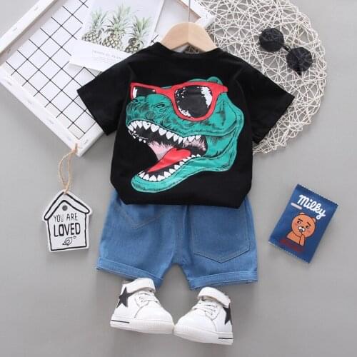 New Summer Baby Boys Clothes Sets Infant Children Clothing Cartoon Kids Cotton Dinosaur T-shirt Shorts 2Pcs/set Fashion Suits