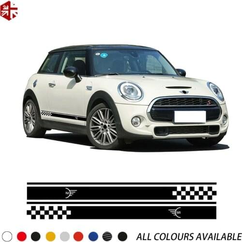 2 Pcs Car Styling MINI Logo Car Door Side Stripes Skirt Sticker Body Graphics Decal For MINI Cooper F56 Decal Accessories