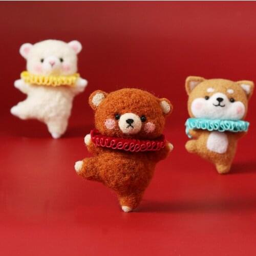 2021 Unfinished DIY Handmade Cute Needle Dancing Animal Wool Felt Kit Bear Dog Alpaca Dancing Wool Felt Kit Doll Toy For Display