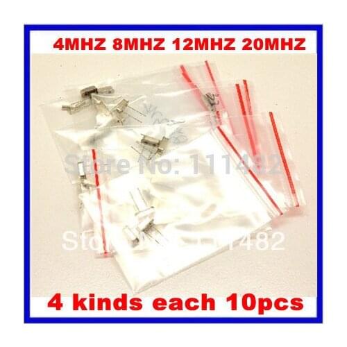 40pcs crystals package 4MHZ 8MHZ 12MHZ 20MHZ 4 kinds each 10pcs crystals