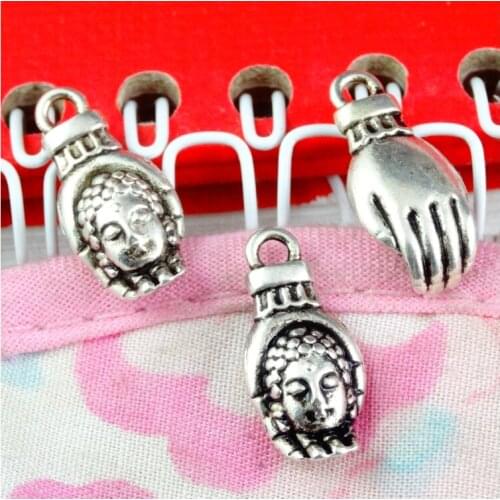 50pcs 18*8.5MM Antique Silver Plated Hand Buddha Head Pendants Buddha Charm Buddha Head Pendant