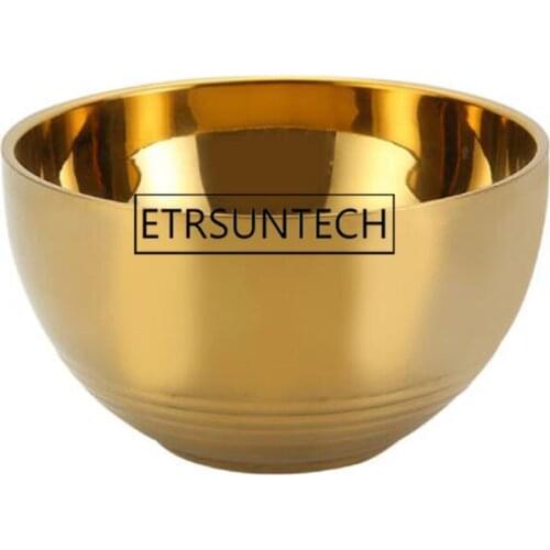 50pcs Bowls Kitchen Soup Noodle Rice Bowl 11.5cm Stainless Steel Thickened Double Layer Thermal Insulation Bowl Gold